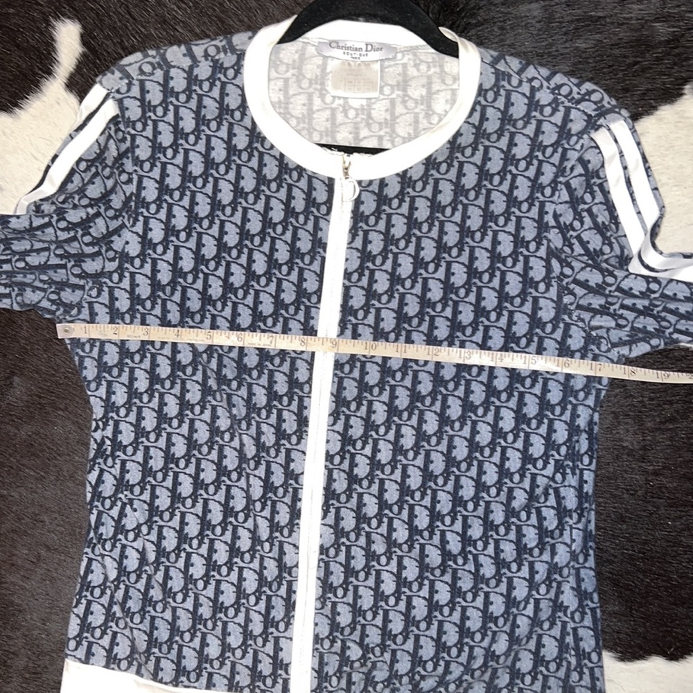 Vintage Y2K Diorissimo Trotter Monogram Zip Up Jacket Top in Navy Blue - Picture 10 of 14